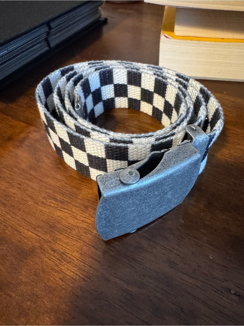 Brandy Melville Black & White Checkerboard Web Belt